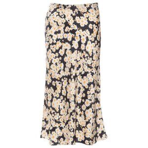 Leopard print silk stain midi skirt